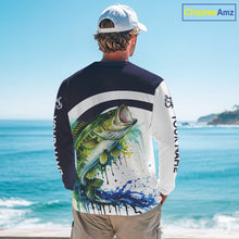 Load image into Gallery viewer, Custom Bass Fishing Shirts Long Sleeve Blue Camo Color Paint, Bass Fishing Shirts NBT461