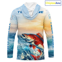 Load image into Gallery viewer, Redfish Fishing Sunset Custom Fishing Long Sleeve Hooded Shirt, Redfish Compass Offshore Fishing Apparel NBT587