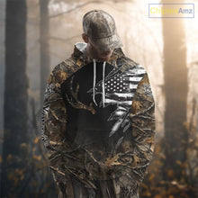Load image into Gallery viewer, Whitetail Deer Hunting Shirts Personalized Black US Flag Camouflage, Best Gifts for Deer Hunters NBT275