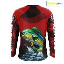 Load image into Gallery viewer, Custom Mahi Mahi Fishing Shirts For Team, Custom Saltwater Fishing Shirts|Red NBT467