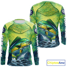Load image into Gallery viewer, Custom Mahi Mahi Fishing Shirts For Team, Custom Saltwater Fishing Shirts|Green NBT468