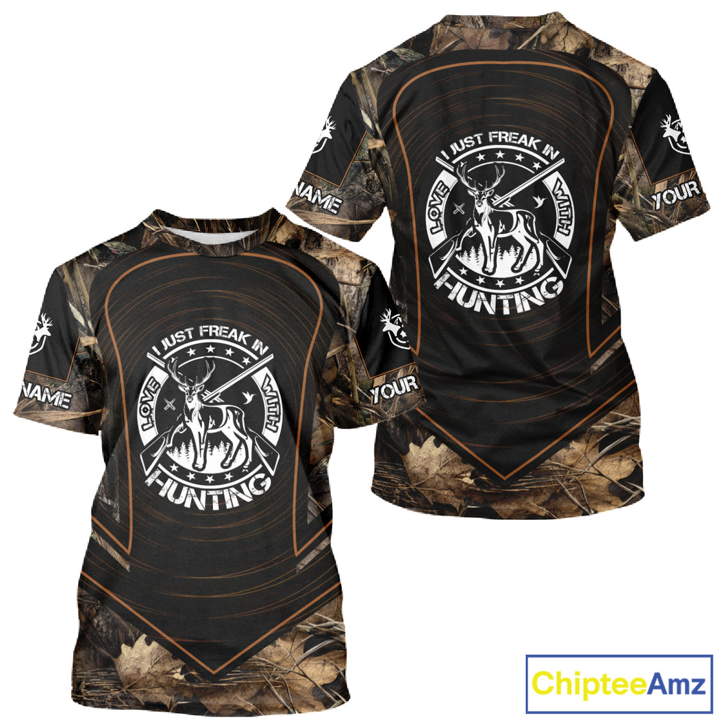 Brown Camouflage Deer Hunting 3D Printing Custom Name Shirts, Deer Hunting Apparel NBT213