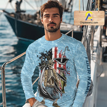 Load image into Gallery viewer, Custom Bass Fishing Long Sleeve American Flag Fish Reaper Fishing Shirts, Bass Fishing Jerseys NBT729