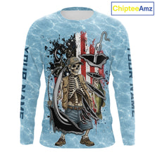 Load image into Gallery viewer, Custom Bass Fishing Long Sleeve American Flag Fish Reaper Fishing Shirts, Bass Fishing Jerseys NBT729