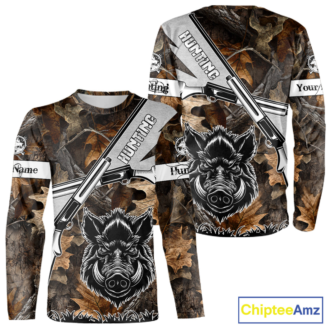 Wild Boar Hunting Rifle Vector 3D Printed Custom Name Shirts, Boar Hunting Clothing, Hunting Gifts NBT219