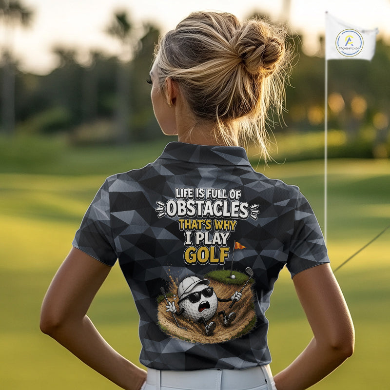 Funny Womens Golf Polo Shirts Custom Golf Ball Camo Pattern Golf Outfits, Best Golf Gifts NBT836
