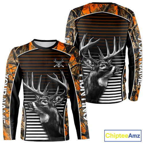 Custom Whitetail Deer Hunting Orange Camouflage 3D Printed Shirts, Hunting Gifts NBT226