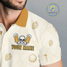 Load image into Gallery viewer, Mens Golf Polos Shirts Custom Born To Golf Forced To Work, Argyle Beer Pattern Golf Team Shirt NBT753