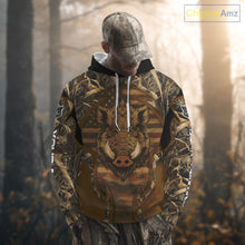Load image into Gallery viewer, Personalized Wild Boar Hunting Brown Camo US Flag Printed Shirts, Hunting Gifts NBT235