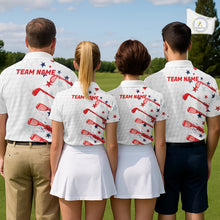 Load image into Gallery viewer, Four people in matching golf outfits with 'Team Name' on the back, standing on a golf course.