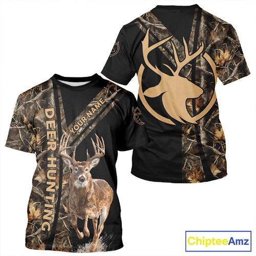Personalized Whitetail Deer Hunting 3D All Over Printed Hoodie Brown Camouflage NBT250