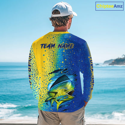 Custom Mahi Mahi Fishing Jerseys, Mahi Mahi Saltwater Long Sleeve UV Protection Fishing Shirts NBT863