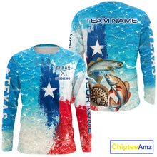 Load image into Gallery viewer, Texas Slam Fishing Texas Flag, Blue Sea Wave Ocean Camo Texas Slam Long Sleeve Fishing Shirts NBT869