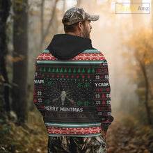 Load image into Gallery viewer, Merry Huntmas Deer Hunting Skull Custom Name Ugly Christmas All Over Printed Shirts, Christmas Gift NBT299