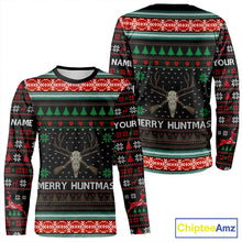 Load image into Gallery viewer, Merry Huntmas Deer Hunting Skull Custom Name Ugly Christmas All Over Printed Shirts, Christmas Gift NBT299