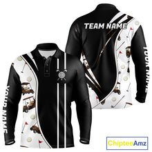Load image into Gallery viewer, Personalized Golf Gift For Men, Custom Name Golf Polo Shirt, Golf Cart Pattern Polo For Golf Lovers NBT804