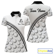 Load image into Gallery viewer, Golf Ball Gray Pattern Womens Golf Polo Shirts Custom Name Golf Ball Pattern, Golf Attire For Ladies NBT561