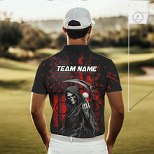 Load image into Gallery viewer, Custom Black And Red American Flag Skull Reaper Mens Golf Polo Shirt, Team Golf Shirts NBT883