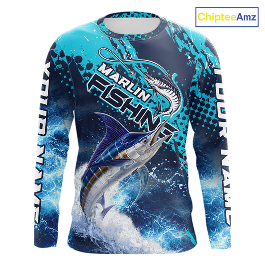 Thunder Lightning Marlin Performance Fishing Shirts, Marlin Offshore Fishing Shirts NBT452