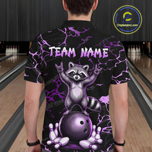 Load image into Gallery viewer, Purple Funny Raccoon Bowling Team Shirt Customized Bowling League Polo &amp; 1/4 Zip Gift For Men NBT894