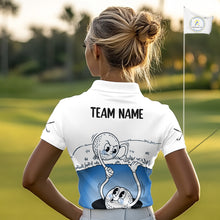 Load image into Gallery viewer, Blue Funny Golf Rescue Team Polo Shirt Custom Name, Golf Ball Cartoon Polo, White Golf Shirt NBT599