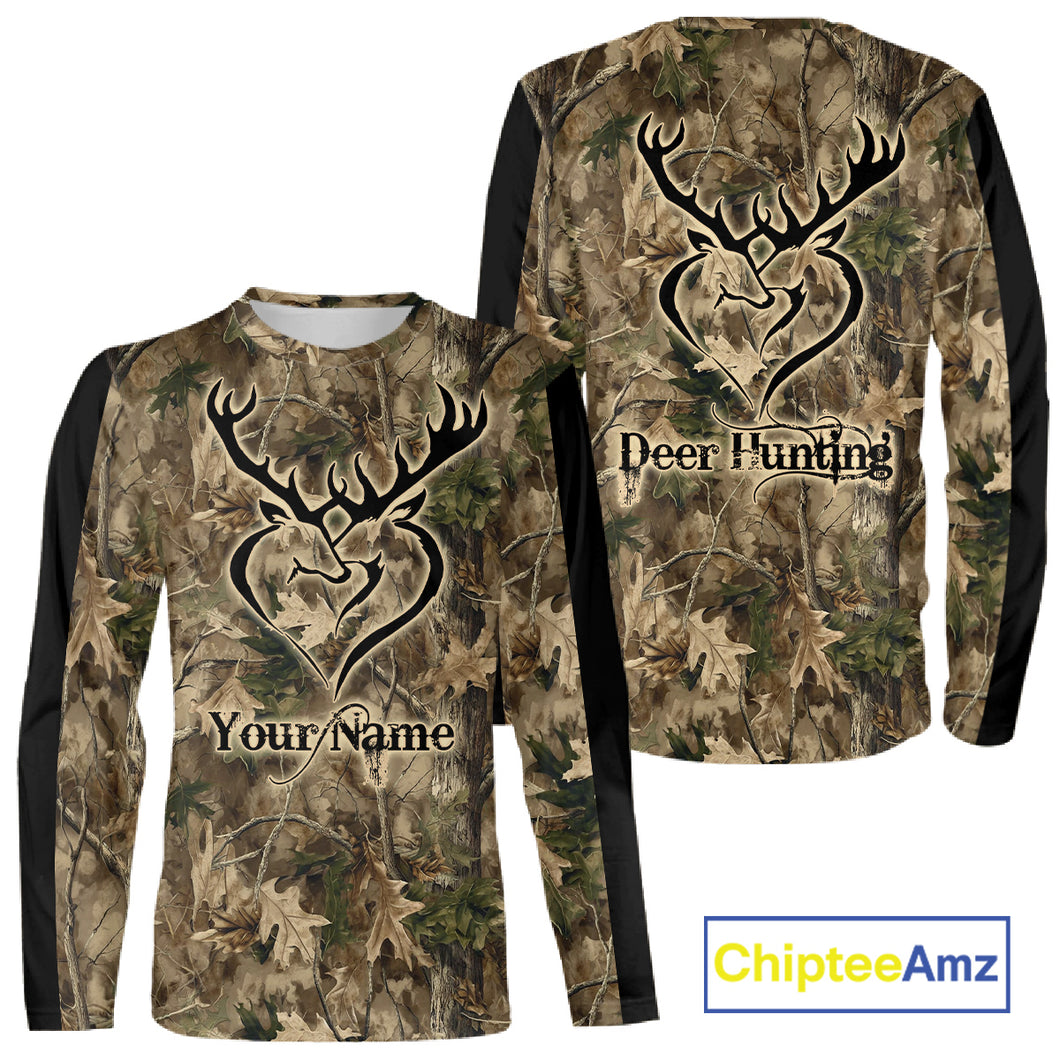 Deer Hunting Camouflage Customize Name 3D All Over Printed Shirts Hunting Outfits for Hunters NBT117