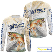 Load image into Gallery viewer, Rainbow Trout Fishing Shirts Long Sleeve Gray Beige Camo, Trout UPF Fishing Shirts NBT414