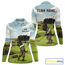 Load image into Gallery viewer, Scottish Terrier Womens Polo Golf Shirts, Vintage Dog Shirt, Mom Golf Gift NBT609