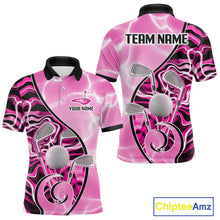 Load image into Gallery viewer, Mens Golf Polo Shirt Holographic Marble Golf Pattern For Team, Golf Attire For Men|Pink NBT726