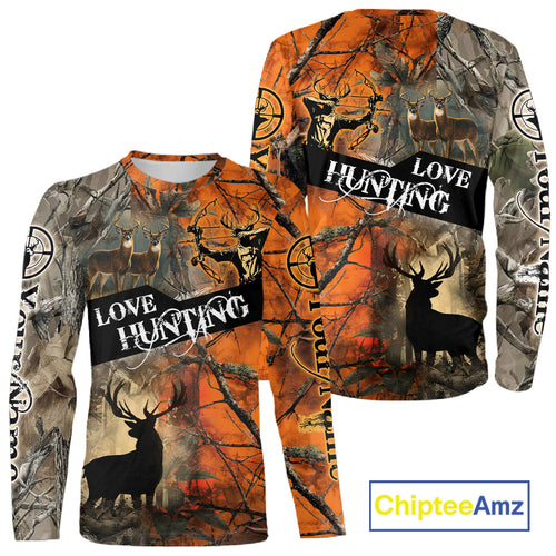 Personalized Deer Hunting Shirt 3D All Over Print Orange Camo Hunting Clothes NBT119