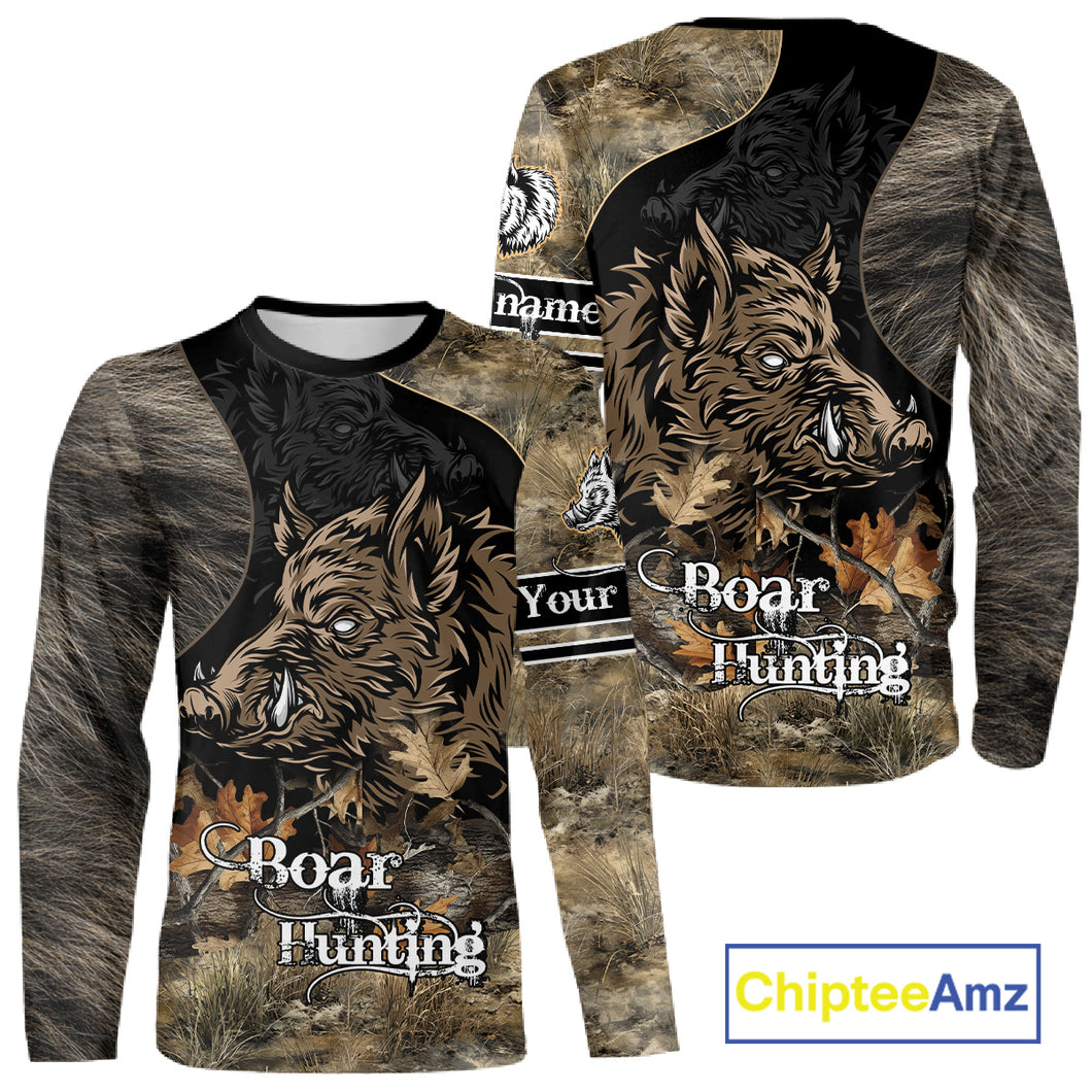 Wild Boar Hunting Camouflage Personalized Shirts for Boar Hunter, Hunting Gifts NBT127