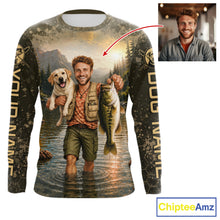 Load image into Gallery viewer, Custom Photo Bass And Dog Fishing Shirts Long Sleeve For Men, Sun Protection Shirts NBT734