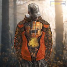 Load image into Gallery viewer, Deer Hunting Autumn Blaze Camo with American Flag Shirts for Men, Best Gift Ideas for Hunter NBT41