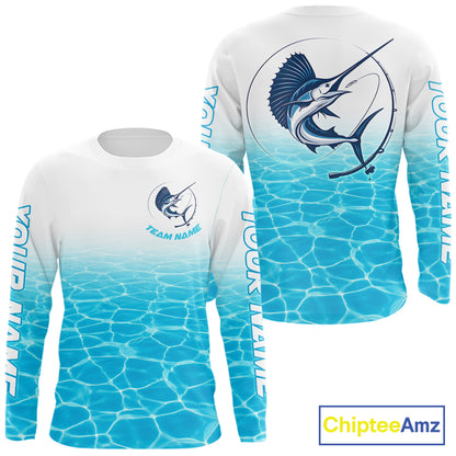 Custom Marlin Fishing Long Sleeve Performance Fishing Shirts, Marlin Saltwater Fishing Shirt NBT620