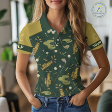 Load image into Gallery viewer, Vintage 1990s Golf Pattern Womens Golf Polo Shirt, Golf Attire For Ladies, Golfer Gifts|Beige NBT614