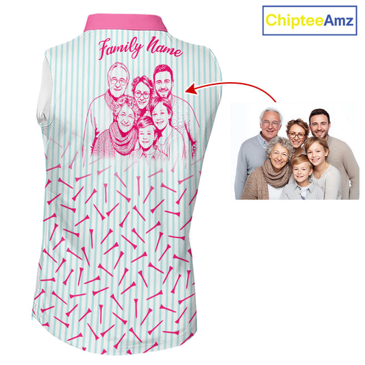back view of matching family golf polo shirt custom name family outfits