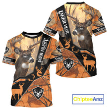 Load image into Gallery viewer, Deer Hunting Orange Camouflage 3D Printing Custom Name Shirts, Best Deer Hunting Shirts for Men NBT152