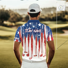 Load image into Gallery viewer, Personalized American Flag Golf White Mens Golf Polo Shirts Custom Name Golf Gifts For Men NBT659