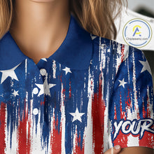 Load image into Gallery viewer, Personalized American Flag Golf White Womens Golf Polo Shirts Custom Name Golf Gifts For Ladies NBT659