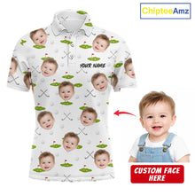 Load image into Gallery viewer, Personalized Face &amp; Name Golf Polo Shirt For Men, Best Dad Golf Shirt, Father's Day Gift Polo|White NBT661