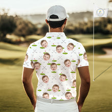 Load image into Gallery viewer, Personalized Face &amp; Name Golf Polo Shirt For Men, Best Dad Golf Shirt, Father's Day Gift Polo|White NBT661