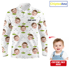 Load image into Gallery viewer, Personalized Face &amp; Name Golf Polo Shirt For Men, Best Dad Golf Shirt, Father's Day Gift Polo|White NBT661