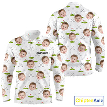 Load image into Gallery viewer, Personalized Face &amp; Name Golf Polo Shirt For Men, Best Dad Golf Shirt, Father's Day Gift Polo|White NBT661