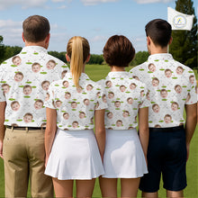 Load image into Gallery viewer, Personalized Face &amp; Name Golf Polo Shirt For Men, Best Dad Golf Shirt, Father's Day Gift Polo|White NBT661
