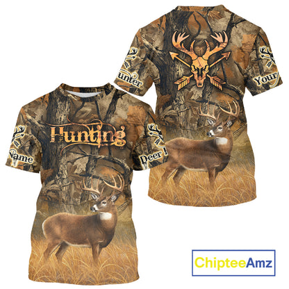 Whitetail Deer 3D All Over Printed Fall Season Camo Custom Name Best Gifts for Hunters NBT69
