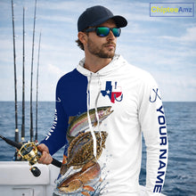 Load image into Gallery viewer, Blue Texas Slam Fishing Custom Performance Long Sleeve Hooded Team Redfish, Trout, Flounder Fishing Shirts NBT679