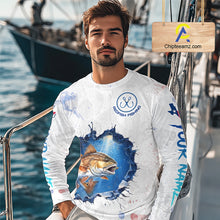 Load image into Gallery viewer, Custom Redfish Fishing Long Sleeve Tournament Shirts, Redfish Saltwater Fishing Apparel | White NBT684