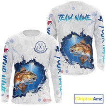 Load image into Gallery viewer, Custom Redfish Fishing Long Sleeve Tournament Shirts, Redfish Saltwater Fishing Apparel | White NBT684