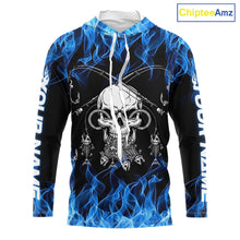 Load image into Gallery viewer, Fish Reaper Fishing Skull Fire Flame Long Sleeve Hooded Tournament Fishing Shirts, Skull Fishing Jerseys NBT692