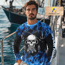 Load image into Gallery viewer, Fish Reaper Fishing Skull Fire Flame Long Sleeve Tournament Fishing Shirts, Skull Fishing Jerseys NBT692